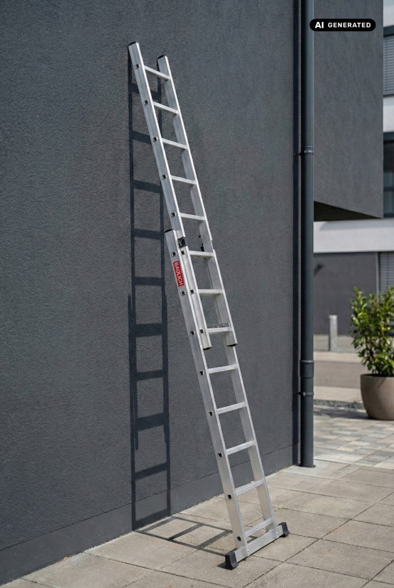 Baulich 2x8 als Anlegeleiter mit Stabilisator