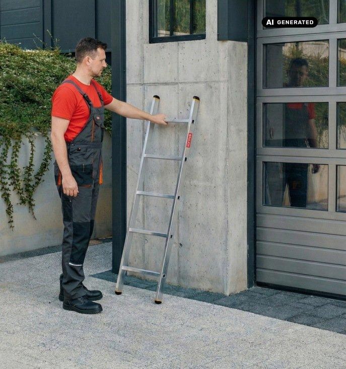 Aluminium-Anlegeleiter Baulich 1x5 im Einsatz