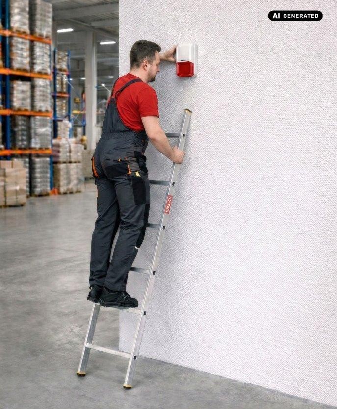 Aluminium-Anlegeleiter Baulich 1x6 im Einsatz