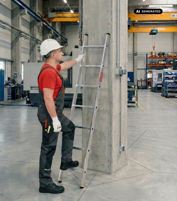 Aluminium-Anlegeleiter Baulich 1x7 im Einsatz