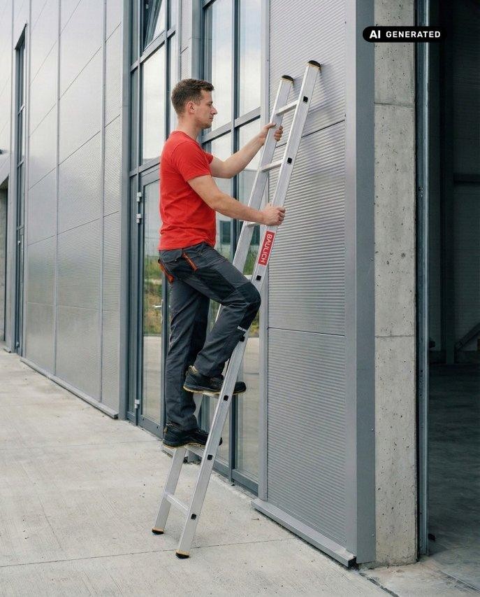 Aluminium-Anlegeleiter Baulich 1x8 im Einsatz