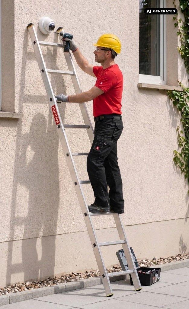 Aluminium-Anlegeleiter Baulich 1x9 im Einsatz