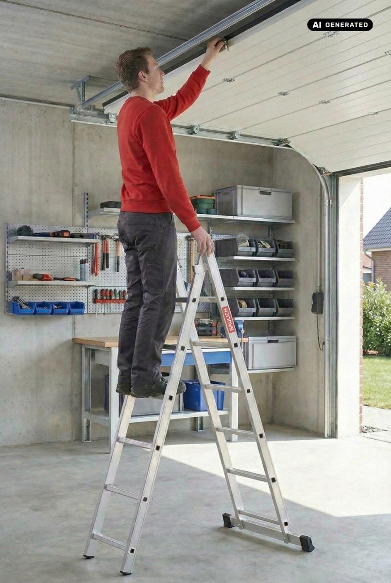 Aluminium-Leitergerüst Baulich 2x6 als freistehende Stehleiter