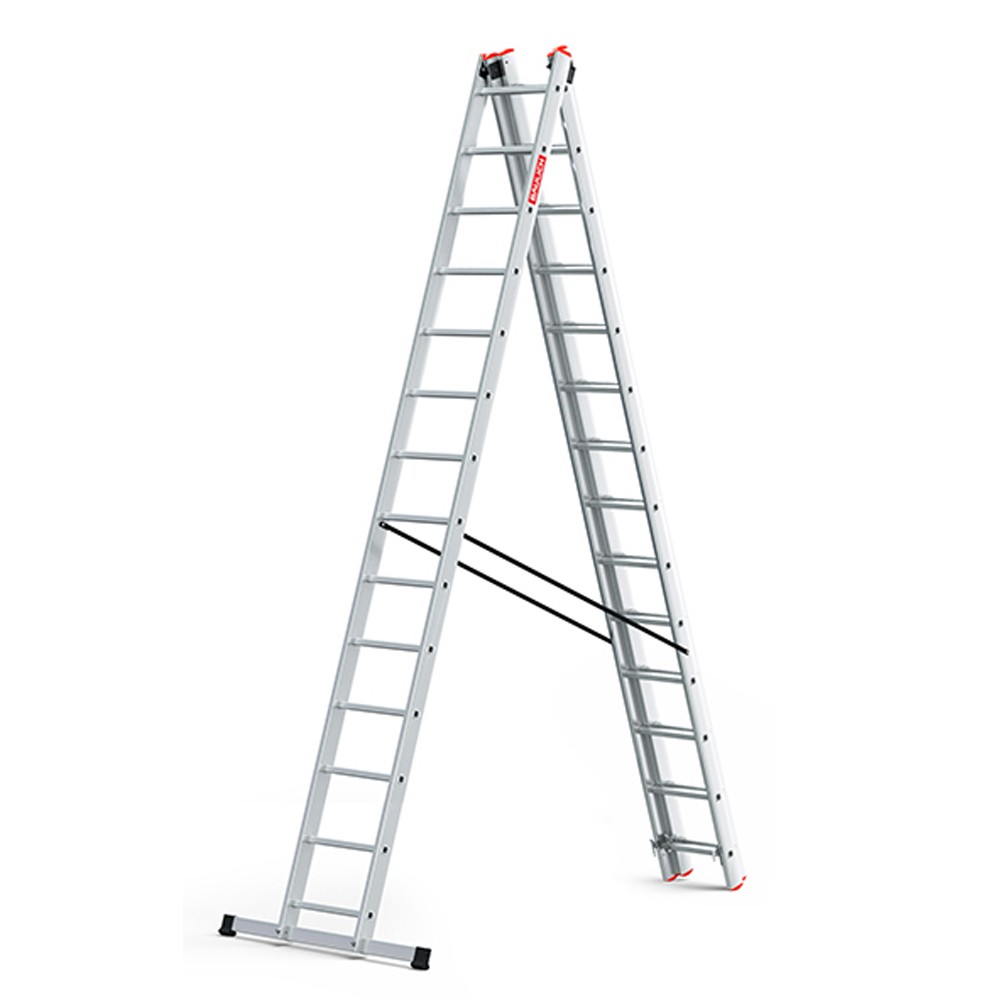 Professionelle Aluminium-Mehrzweckleiter Baulich 3x14 PRO in freistehender A-Stellung